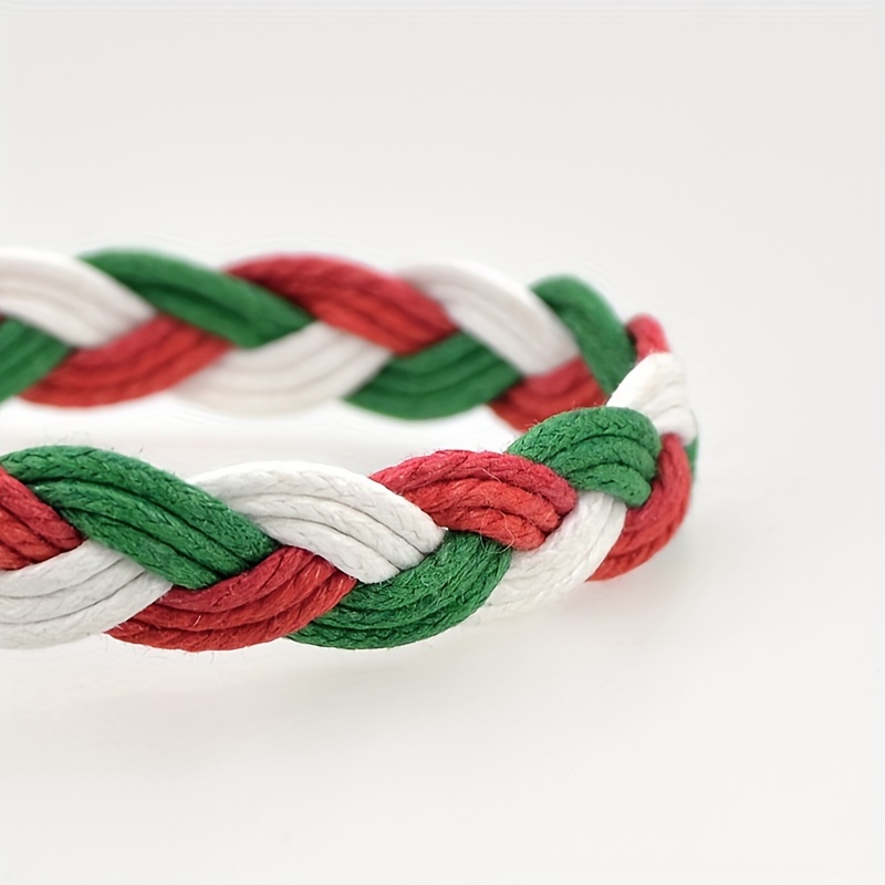 Boho Friendship Bracelet Red Green Wax Thread Style